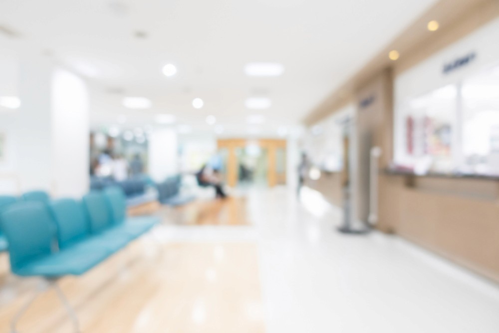 Inside medical clinic at reception area